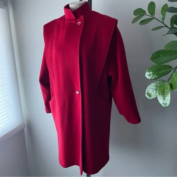 Vintage Ruby Red Women's Cape Coat - Picture 10 of 12